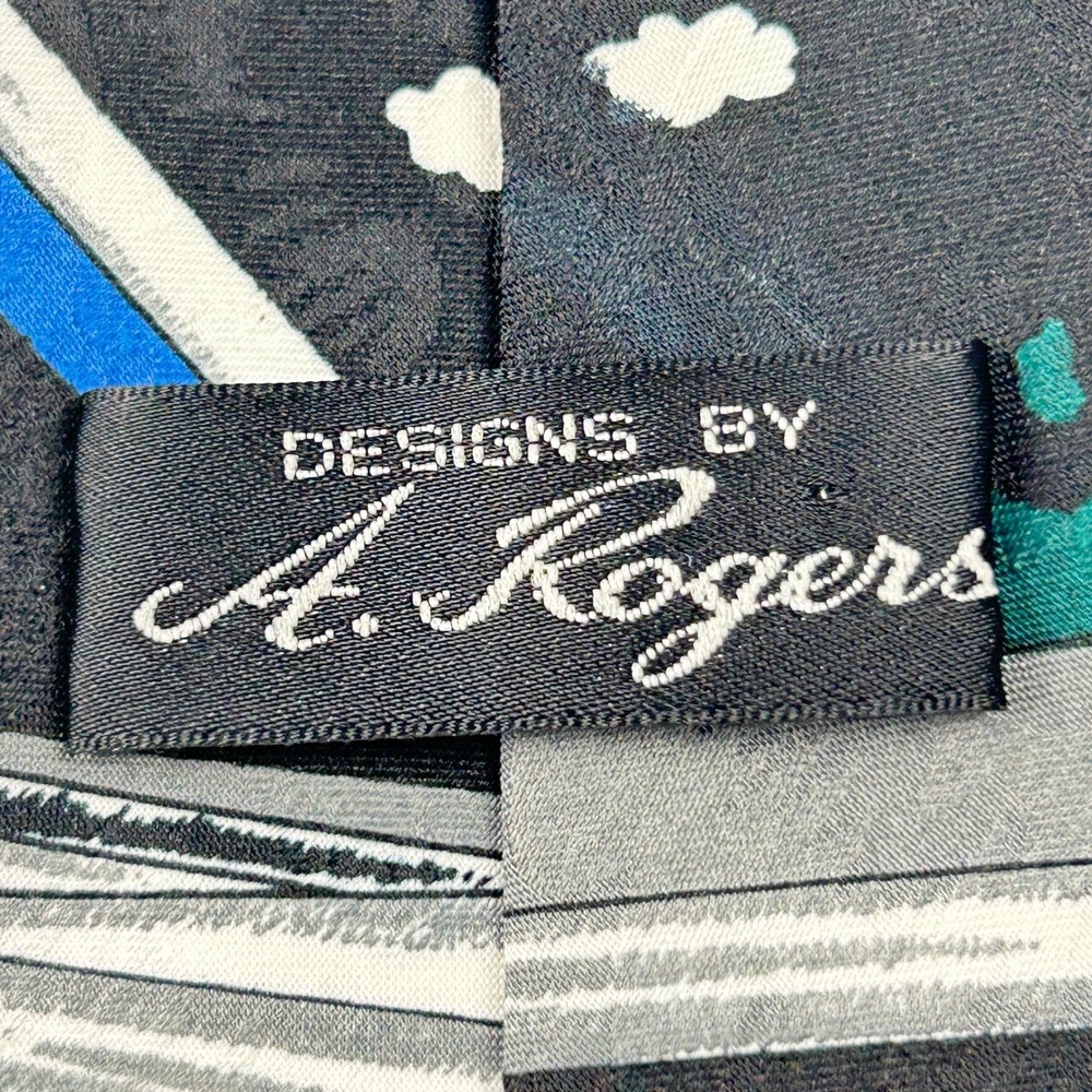 Vintage A. Rogers Air Port Scene Arrivals Departures 100% Polyester Tie Korea - Picture 4 of 7